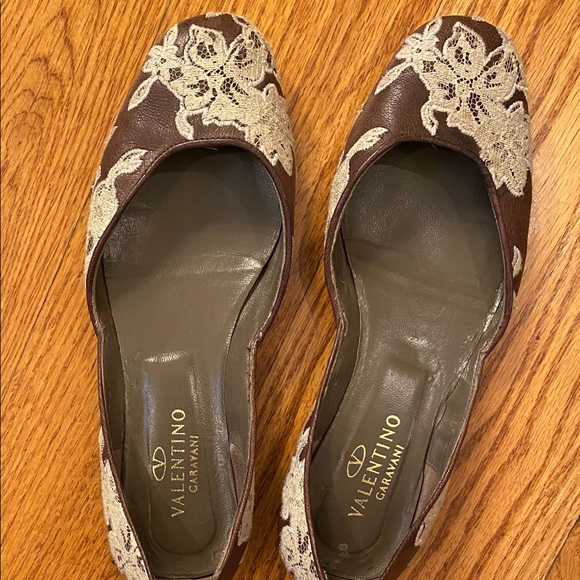 Valentino Garavani Lacy Flats, Brown - Picture 2 of 5